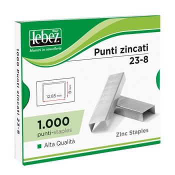 Scatola 1000 punti per cucitrice 23/20 zincati in acciaio