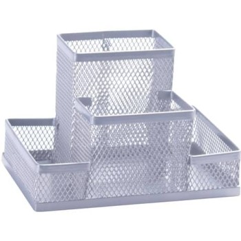 Portaoggetti in metallo Q-Connect 10,3x10x15,3cm Argento...