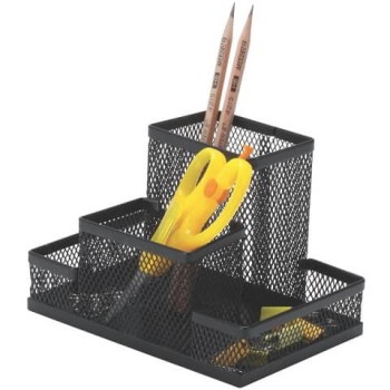 Portaoggetti in metallo Q-Connect 10,3x10x15,3cm Nero -...