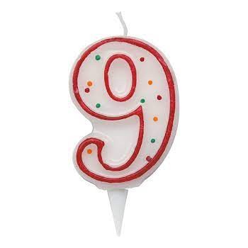Candelina zuccherino numero 9 - h. 8.5cm big party