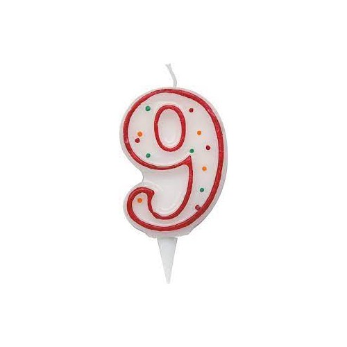 Candelina zuccherino numero 9 - h. 8.5cm big party