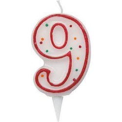 Candelina zuccherino numero 9 - h. 8.5cm big party