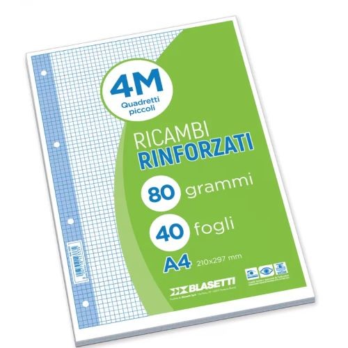 Ricambi Rinforzati 80 grammi 40 fogli A4...