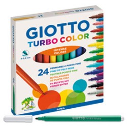 Scatola da 24 Pennarelli Punta Sottile Giotto Turbocolor