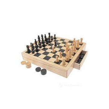 Dama, Tria e Scacchi in legno 3in1
