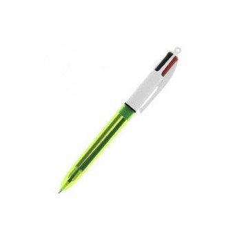 Penna a scatto a sfera Bic fusto verde giallo fluo...
