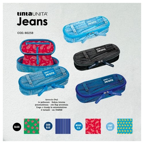 Astuccio Oval Denim Tinta Unita Jeans