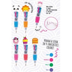 Mini Penna 4 colori Tinta Unita Zoo(1 PEZZO)