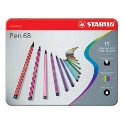 Stabilo Pen 68 Arty colori assortiti - Cf. 15pz con scatola in latta