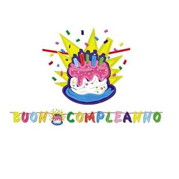 Festone in carta Kit scritta Buon compleanno + torta
