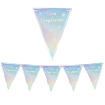 Festone bandierine Buon compleanno soft raimbow - 3mt
