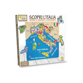 Scopri l'Italia puzzle 13 pz staccabili - Fatto di legno