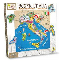 Scopri l'Italia puzzle 13 pz staccabili - Fatto di legno