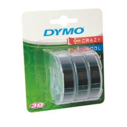 Nastri Dymo per etichettatura a rilievo 9mmx3m nero - Cf. 3pz