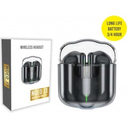 Auricolari Wireless con custodia di ricarica colore Nero Trasparente