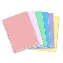 Maxi Quaderno A4 Spiralato ppl 5mm con fori tonalità pastel Colori assortiti
