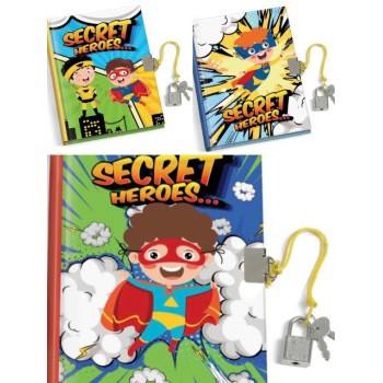 Diario segreto Secret Heroes con lucchetto e chiave