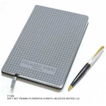 Set regalo scrittura Blocco Notes grigio + Penna fusto...