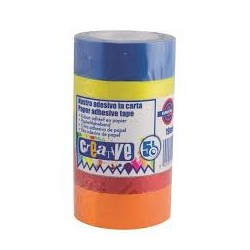 Nastro adesico in carta colorato confezione da 5 pezzi colori assortiti