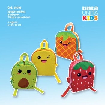 Mini zaino basic in poliestere con chiusura Tinta Unita Kids
