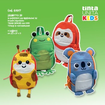Zainetto 3D in poliestere Tinta Unita Kids