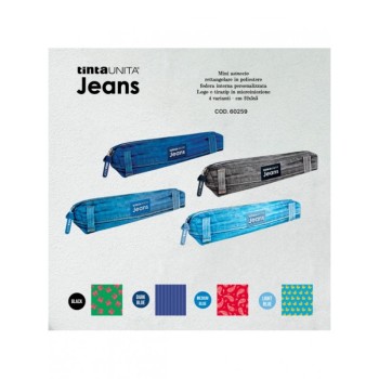 Mini astuccio rettangolare in tessuto Tinta Unita Jeans