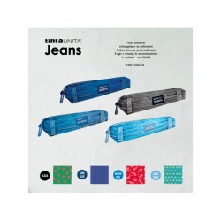 Mini astuccio rettangolare in tessuto Tinta Unita Jeans