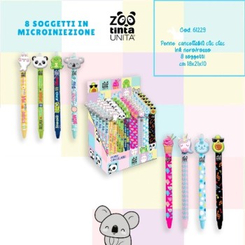 Penna cancellabile clic clac con topper inchiostro blu o...