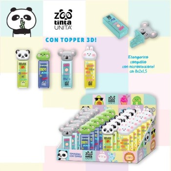 Temperamatite 1 foro con contenitore e topper 3D Tinta...