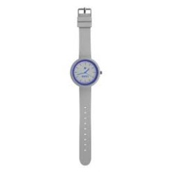 Orologio da polso con cinturino in silicone quadrante senza numeri colore grigio con interno blu