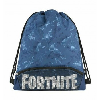 Sacca fortnite blu camo con cordini per ragazzo vano+2 zip scuola tempo libero