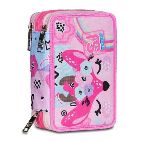 Astuccio 3 zip SJ Girl PinkHugs Alce