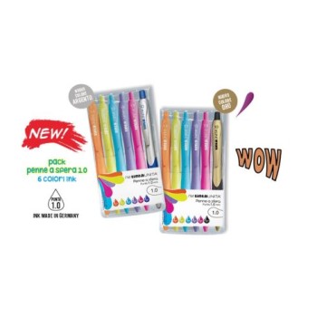 Astuccio 5 penne Tinta Unita colori assortiti + 1 penna...