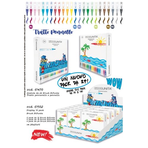 Pennarelli Brush Bi Punta da 24 Tinta Unita