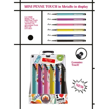 Mini penna a sfera con gommino touch inchiostro nero...
