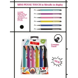 Mini penna a sfera con gommino touch inchiostro nero colori assortiti