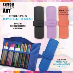 Rotolo 18 pastelli mina 4.2 + 18 pennarelli brush bipunta