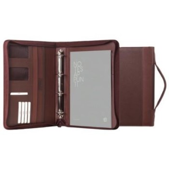 Portablocco Office con Zip e Anelli in Ecopelle Marrone