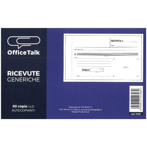 Blocco Ricevute generiche 50 fogli x 2...