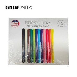 Pennarelli Tinta Unita punta sottile 2.8 scatola da 12 colori