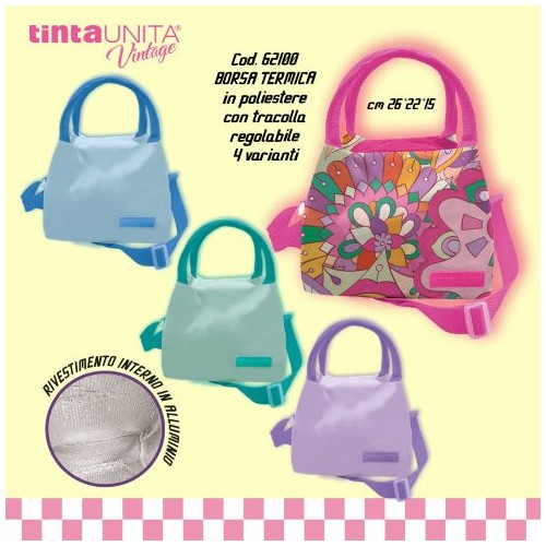 Borsa Termica con Tracolla Tinta Unita Vintage...