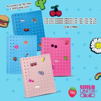 Maxi Quaderno A4 Spiralato PPL con 5 Pins Quadretto...