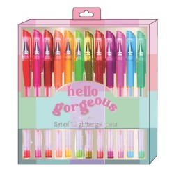 SET DA 12 PENNE GEL GLITTER NEON MODERN RETRO TRI-COASTAL