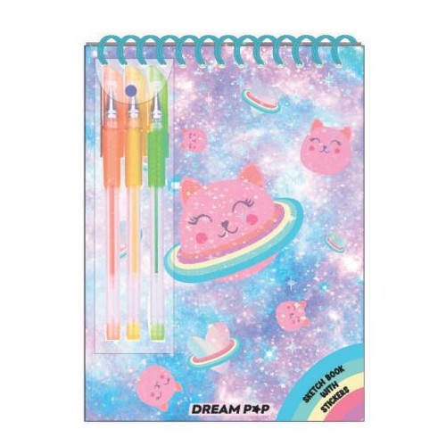 SKETCHBOOK CON STICKERS GATTO TRI-COASTAL DREAMPOP