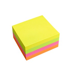 Cubo biglietti autoadesivi removibili 75x75mm confezione da 320 fogli colori assortiti neon