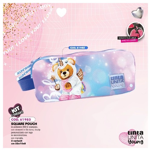 Astuccio Bustone a doppia zip Square Pouch...