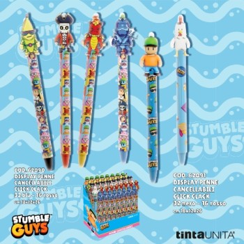 Penna cancellabile click Stumble Guys con topper...