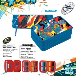 Astuccio Triplo Tinta Unita Young Dino