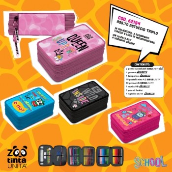 Astuccio Triplo Tinta Unita Zoo
