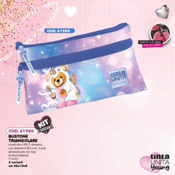 Astuccio Bustone 2 zip triangolare Believe Orso Unicorno...